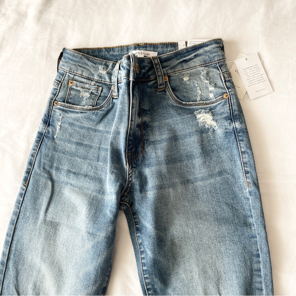 NWT STS Blue Jeans Womens Size 26 Caroline High Rise Raw Edge Denim Straight Leg - Picture 3 of 13